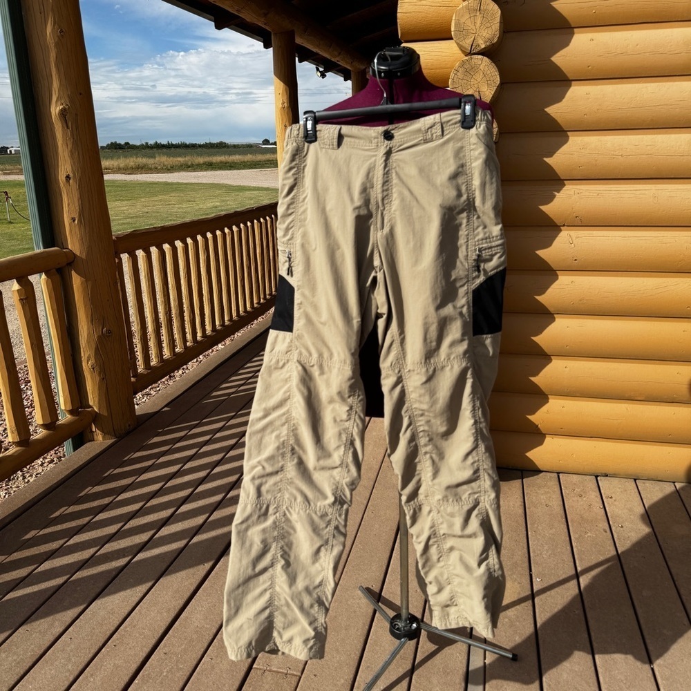 Tan and Black Cargo Pants size 36x34.  Hiking,camping,fishing